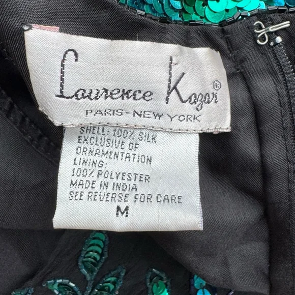 Laurence Kazar Vintage Sequin Silk Beaded Top Medium Floral Glam 80s 90s Party - Picture 8 of 15